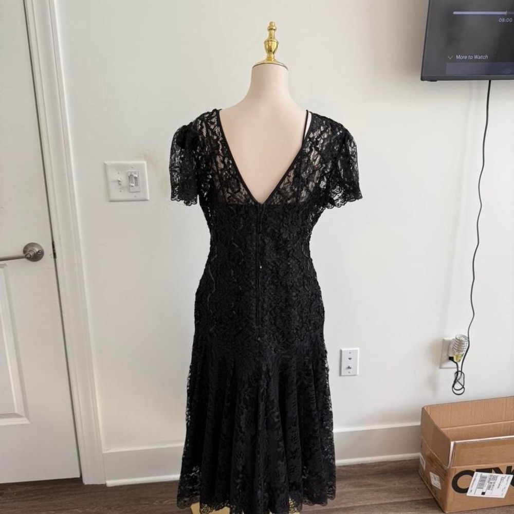 Vintage HW Collections Black Lace Sequin Midi Dress Size 10 - Picture 6 of 6